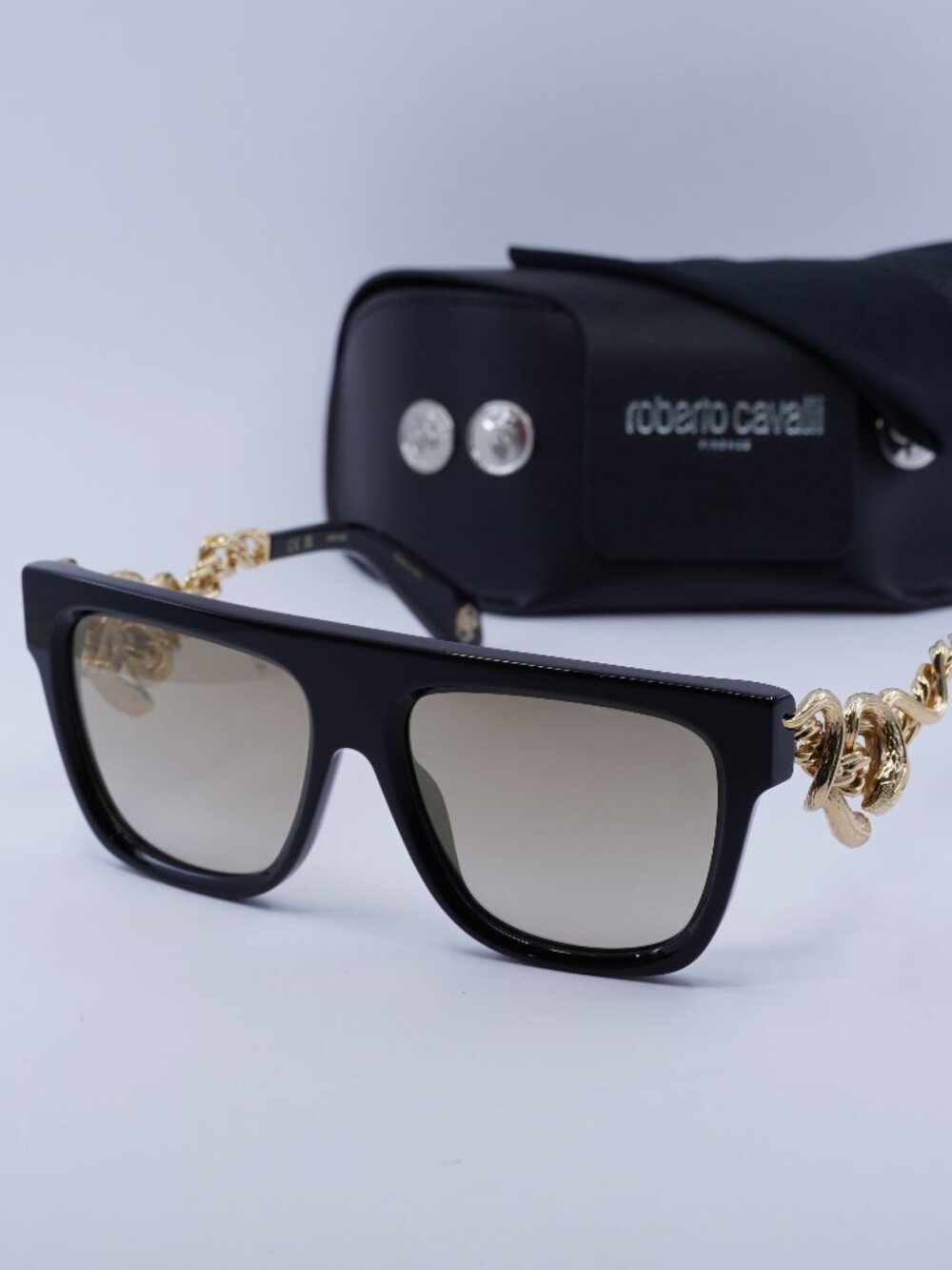 Roberto Cavalli SRC014M 700G Aviator Sunglasses - Black / Brown